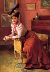 Elegant Woman on a Sofa or Woman in an Interior